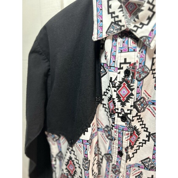 Vintage Sassa Women’s Western Button Up Shirt Rodeo Cowgirl Aztec Print Sz Small - Picture 4 of 12